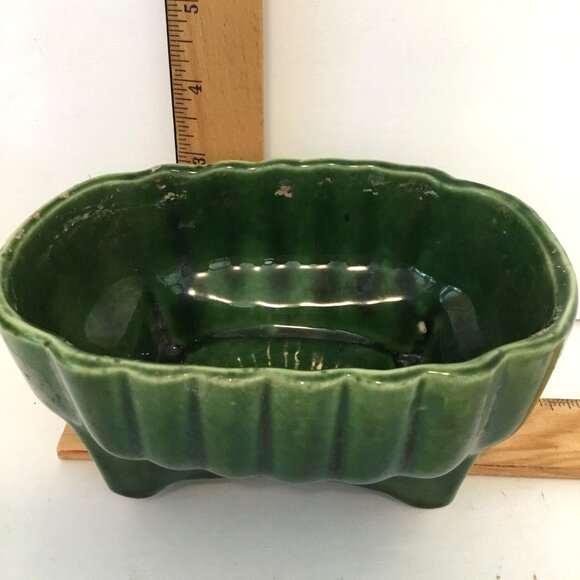VTG UPCO Ungemach Pottery Co 370 USA Green 6" Ceramic Planter Original Label MCM - Picture 7 of 9